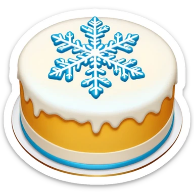 Snowflake cake thin round transparent dessert, simplified emoji style with bold outlines and bright colors, cartoon style Xuehua Gao Suzhou specialty sticker