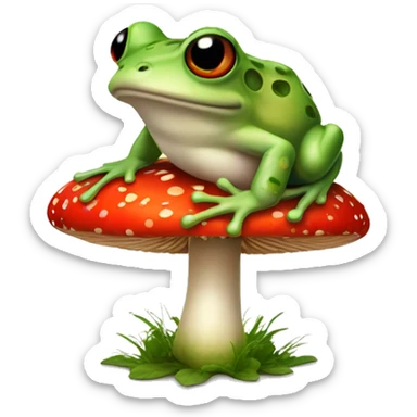 a frog sits on a fly agaric sticker