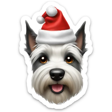 Scottie terrier dog white with Santa hat sticker