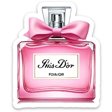 pink miss dior perfume with bow and flowers sticker