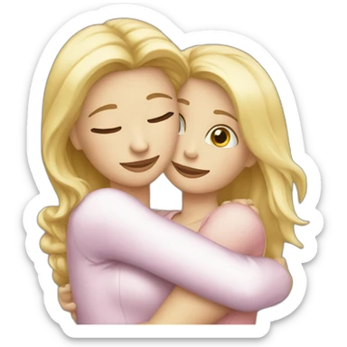 The woman blonde hugs the girl sticker