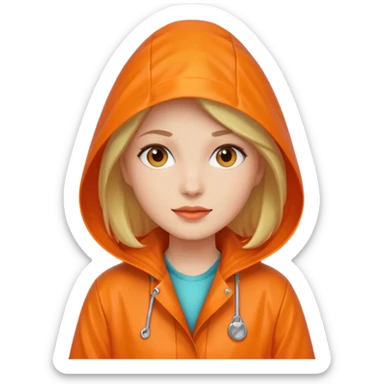 orange Raincoat Pedestrian woman  sticker