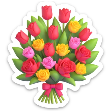bouquet of roses and tulips sticker