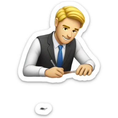 white skin Sales man writing an offer sticker