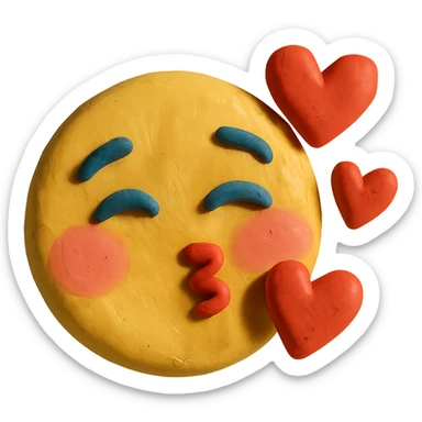 blushing face with hearts around it sticker