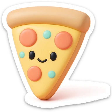 plushie style slice of pizza, vinyl figure look, soft toy details sticker