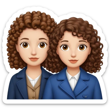 a curly brown hair and a straight brown hair 2 bestfriend going to paris sticker