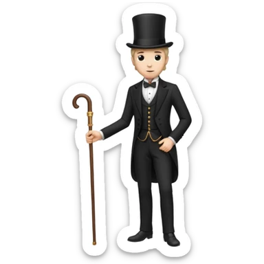 elegant Victorian gentleman in a top hat, full body, standing, back view sticker