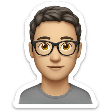 nonbinary glasses caucasian brunette sticker