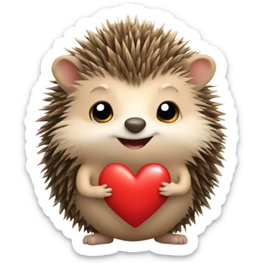 Hedgehog holding hello heart  sticker