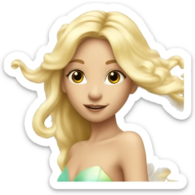 Iridescent fairy flying long hair blonde sticker