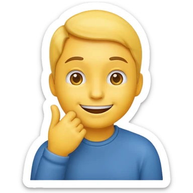 emoji smiling with one hand under chin sticker