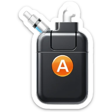 Pixel-art icon, letter [Б], designed as mini vape pod. Square canvas, same style as other letters. Black/metallic, flat vector, white outline. sticker