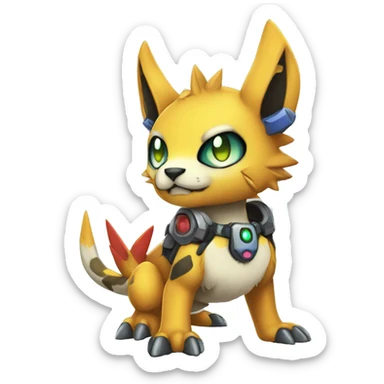 cute cool edgy Digimon-Fakemon-animal with colorful markings full body sticker