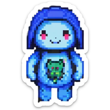 Huggy Wuggy character in pixel art style sticker