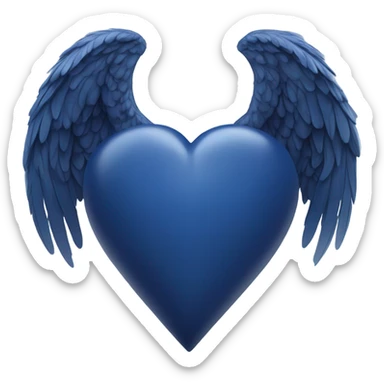 Navy blue heart with wings sticker