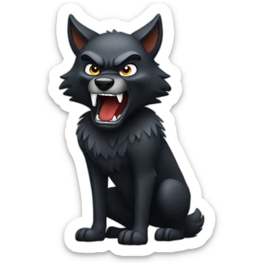 Angry black wolf full body sticker