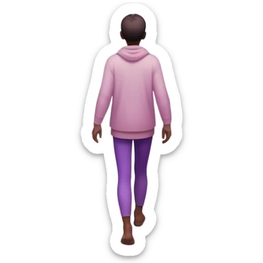 A small figure walks back across a foggy bridge, holding soft pink and purple orbs in each hand—symbolizing compassion and forgiveness. A gentle heart aura trails behind them, showing healing in motion. sticker