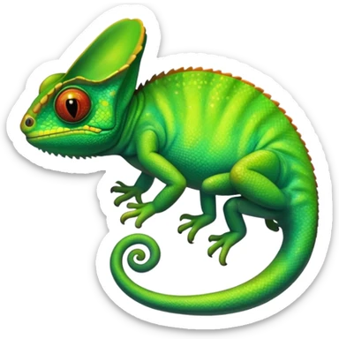 A hyper-realistic green chameleon  sticker