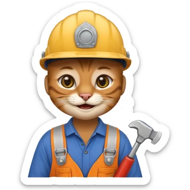 siam cat, handyman Outfit, wearing a Helmet sticker
