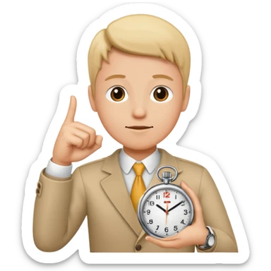 Emoji saying now maybe a watch and ur pointing at it like times up sticker
