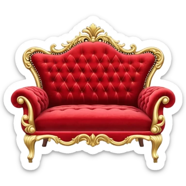 A big antique Red-velveted Loveseats-couch sticker
