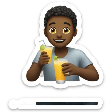 boys enjoying drinks outdoors sticker