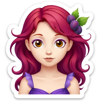 fairy with plums red hair wearing purple  sticker