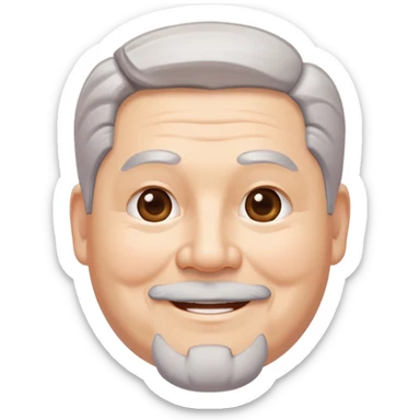 "- Nam
- 50 tuổi
- Da trắng, có nếp nhăn nhẹ
- Tóc xám
- Cười mỉm, mặt mũm mĩm, râu quai nón
" sticker