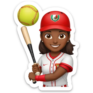 Mexican woman playing softball sticker