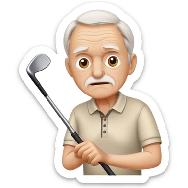 Old man getting hit by golf club sticker