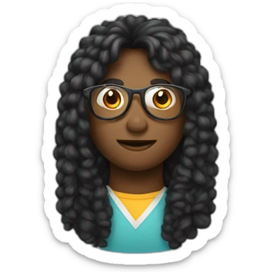 Moça Negra cabelo de rabo de cavalo, e óculos redondo fino sticker