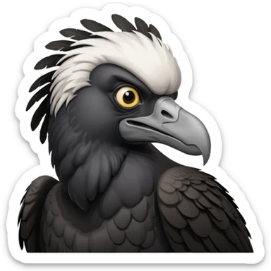   Old black angry  vulture looking ahead sticker
