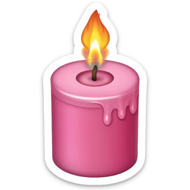 Draw a pink candle with a flame on it, seen from a bird's eye view sticker