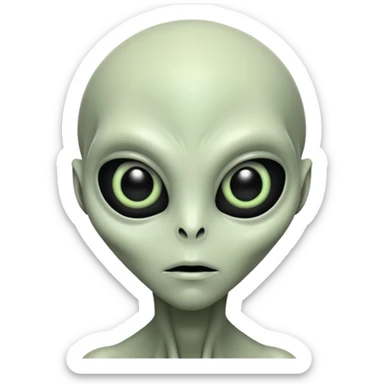 Alien with blacked out eyes sticker