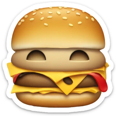 Normal emoji sadly eating a cheese burger sadly sticker