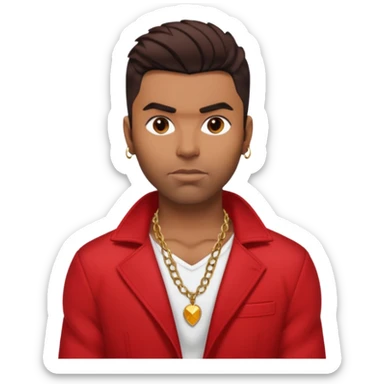 Ginuewine with dark brown hair, shirtless with necklace, red jacket sticker