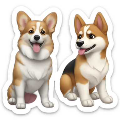 a "corgi puppy" next to a "husky puppy" sticker