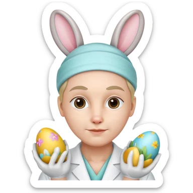 plastic surgeon with bunny ears and Easter eggs sticker