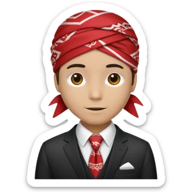 Character wearing a bandana and a suit sticker