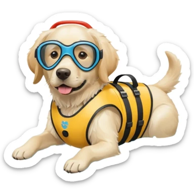 White labrador with snorkel and and swimmers vest sticker