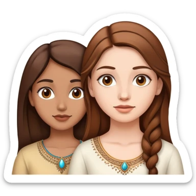 Indian and white girl with brown hair sticker