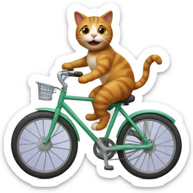 a cat riding a bike sticker