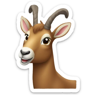 happy smiling brown chamois pointing to the left side with his hoof sticker