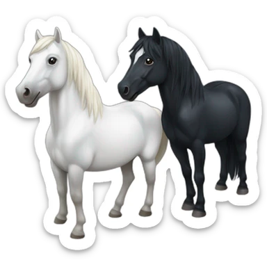 black horse and  white horse sticker