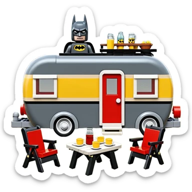 Jetson’s Ultra hotrod cute Lego Haunted Batman dream house Caravan with picnic table and folding chairs on top  sticker