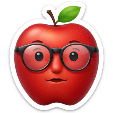 red apple with black glasses sticker