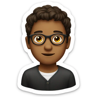 young XVIIIth Man with round glasses, short brown hair sticker