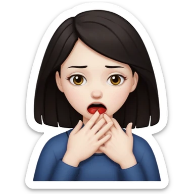 A girl choking herself sticker