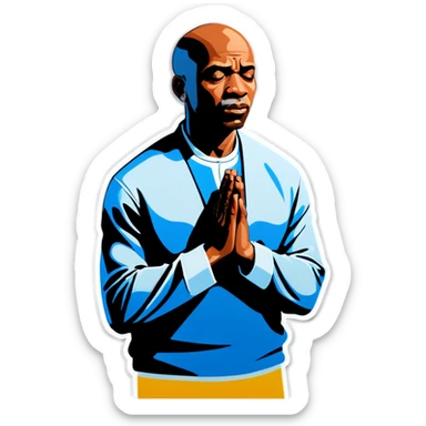 Bald black man praying  sticker